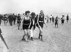 Escorting Prints: Bathers Being Escorted from Beach