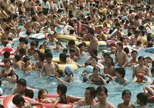 Huty32817 Prints: Bathers At Korakuen Amusement Park