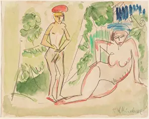 Prints of Two Bathers near the Woods, 1910/1911. Artist Ernst Kirchner. (Photo by Heritage Art/Heritage Images via Getty Images) Raw Rhythms: The Electric World of Ernst Ludwig Kirchner: Two Bathers Near The Woods