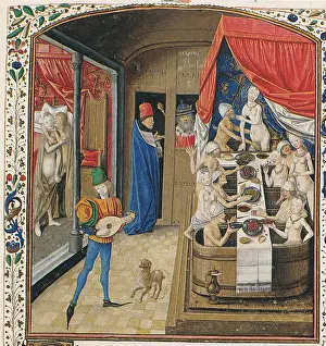 Bath Prints: A Bathhouse From Facta et dicta memorabilia by Valerius Maximus, ca 1470