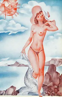 Prints of This cartoon appears in the magazine La Vie Parisienne in 1922, published in Paris, France. (Photo by Transcendental Graphics/Getty Images) Transcendental Graphics Prints: Bathing Beauty