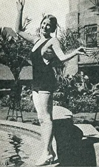 Time Captured: Vintage Art: Bathing Beauty, Collectible Silent Film Card, Mack Sennett Comedies, 1920s