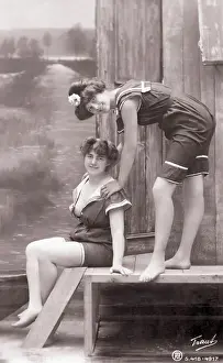 Postcard Prints: Bathing Suits Model Leans On Model