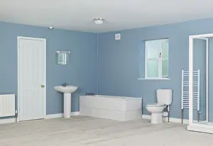 Door Prints: Bathroom, sink, bath, toilet, window
