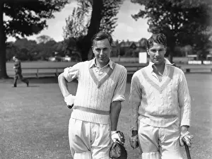 Prints of circa 1950: Cricketers G H T Doggart (left) and J G Dewes, batsmen for Cambridge University. Original Publication: Picture Post - 4834 - Dewes And Doggart - unpub A Photographic Legacy: Two Batsmen