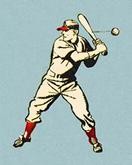 Illustration And Painti Gallery: Batting Baseball Player