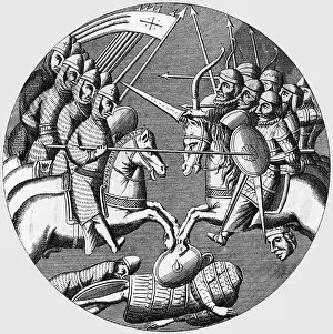 Knight Prints: Battle Between Crusaders And Muslems