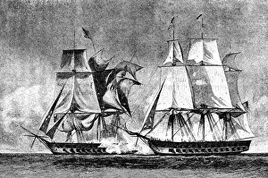 Images Dated 3rd May 2018: Battle Between The HMS Macedonian And USS United States In 1812
