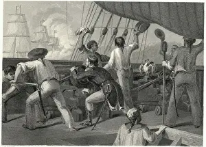 Battle of Lake Champlain: McDonough Pointing the Gun
