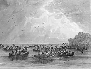 Engravings Prints: Battle On Lake Superior