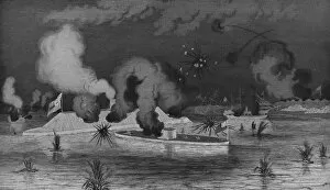 American Civil War (1860-1865) Gallery: Battle Between The Monitor & Merrimack In The Civil War