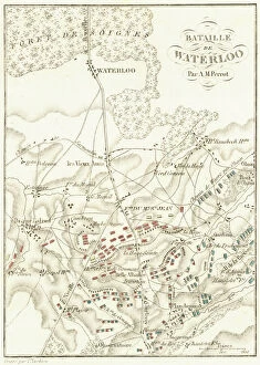 Historcal Battle Maps and Plans Collection: Battle Of Waterloo