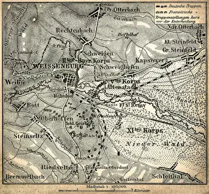Destruction Prints: Battle of Wissembourg or Battle of Weissenburg map