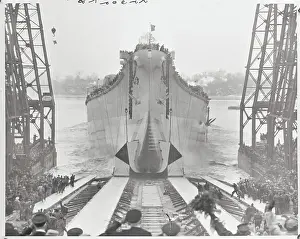 Battleship Launching into Water