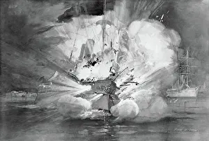 Havana Prints: Battleship Maine Being Destroyed