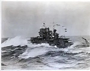 Battleship In Stormy Atlantic Ocean