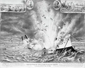 Sinking Prints: Battleship'Maine Blown In Havana Harbor