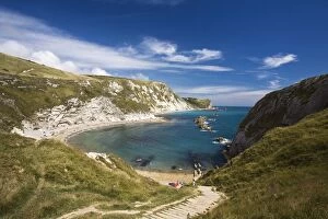 Dorset Gallery: bay, beach, day, dorset, england, europe, grassy, harbor, hills, inlet, jurassic coast