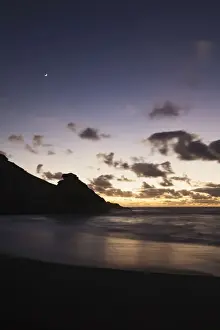 Sunsets Prints: Bay of El Golfo at dusk, Lanzarote, Canary Islands, Spain, Europe