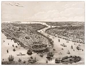 Images Dated 13th June 2015: The Bay of New York and Brooklyn engraving 1853