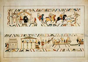Bayeux Tapestry - Harold Godwinson confers with King Edward the Confessor before sailing from Bosham, 1064
