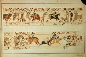 Bayeux Tapestry Gallery: Bayeux Tapestry Scene - King Harold II (c.1022 - 1066) is killed