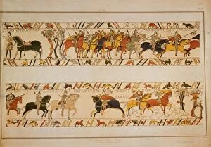 Bayeux Tapestry Gallery: Bayeux Tapestry Scene - William the Conqueror asks Vital the whereabouts of King Harold IIs army