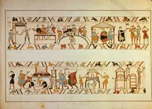 Bayeux Tapestry Scene - William the Conquerors half-brother Bishop Odo of Bayeux blesses the Normans banquet
