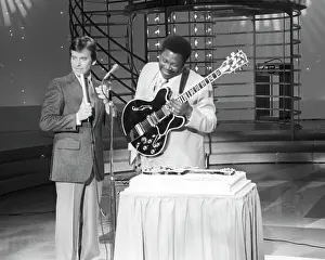Prints of LOS ANGELES - APRIL 15: Blues guitarist B.B. King appears on American Bandstand with host Dick Clark on April 15, 1979 in Los Angeles, California. (Photo by Michael Ochs Archives/Getty Images) A Legendary Life in Photographs—Celebrating the Soul and Sound of BB King: BB King On American Bandstand
