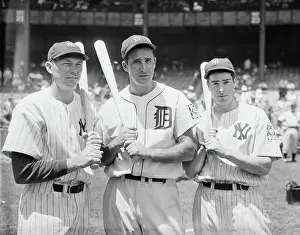 Outfielder Prints: B.Dickey, H.Greenberg, J.Dimaggio W/Bats