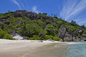 Beach, Anse du Riz in the Baie Ternay Marine National Park, Island of Mahe, Seychelles, Africa, Indian Ocean