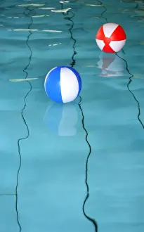 Ball Prints: Two beach balls in a swimming pool