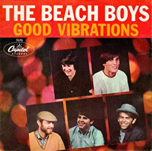 Prints of OCTOBER 22: Album cover for the rock and roll band The Beach Boys record Good Vibrations which released on October 22, 1966 Rare and Iconic Images from Music's Golden Era: Beach Boys Good Vibrations Album Cover