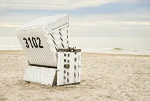 Beach chair on the beach, Westerland, Sylt, North Frisian Islands, Schleswig-Holstein, Germany