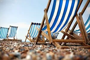 Beach Chairs in Summer at Brighton Beach, England
