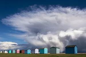 Images Dated 28th March 2016: Beach huts and Storm katie