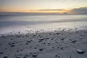 Sandy Beach Gallery: Beach of Kenai, Mt Redoubt volcano at the back, Kenai, Alaska, United States