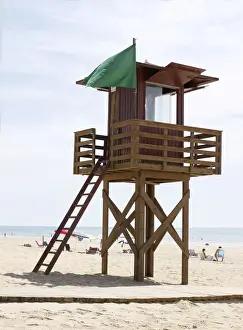 Costa Prints: Beach observation tower, Costa de la Luz, Andalucia, Spain, Europe