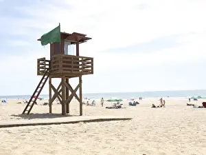 Spanish Prints: Beach observation tower, Costa de la Luz, Andalucia, Spain, Europe