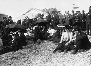 Prints of 1890: Victorians relax on the beach under the shade of umbrellas. (Photo by F J Mortimer/Getty Images) Francis James Mortimer (1874-1944) Prints: Beach Party