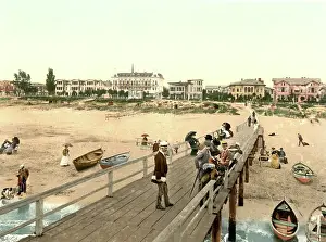 3 People Prints: Beach promenade in Ahlbeck in Mecklenburg-Western Pomerania