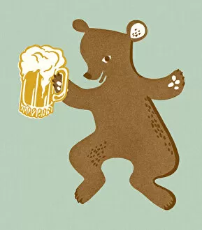 Images Dated 10th July 2014: Bear Holding a Mug of Beer