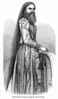 Images Dated 3rd May 2017: Bearded lady engraving 1857