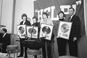 The Beatles Prints: The Beatles Holding Gold Records