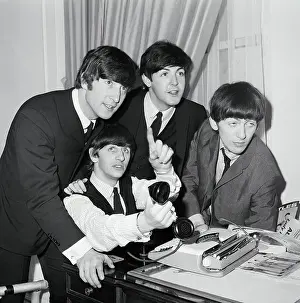 The Beatles Around Phone in Hotel Room