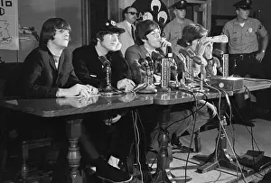 The Beatles Prints: The Beatles Seated at Press Conference