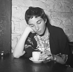 Beatnik Prints: Beatnik Woman Drinking Coffee