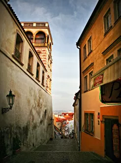 Beautiful Czech alleyway in Prague near Castle