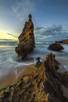 Beautiful Ocean Landscape with Rocks at Sunrise, Kenton-On-Sea, Eastern Cape Province, South Africa