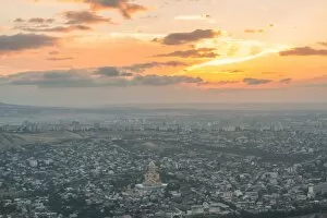 Images Dated 14th July 2016: Beautiful panoramic view of Tbilisi at sunset, Georgia